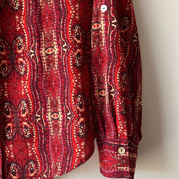 Sanctuary x Anthropologie Red Bohemian Print Button Down Blouse Small - Picture 5 of 13